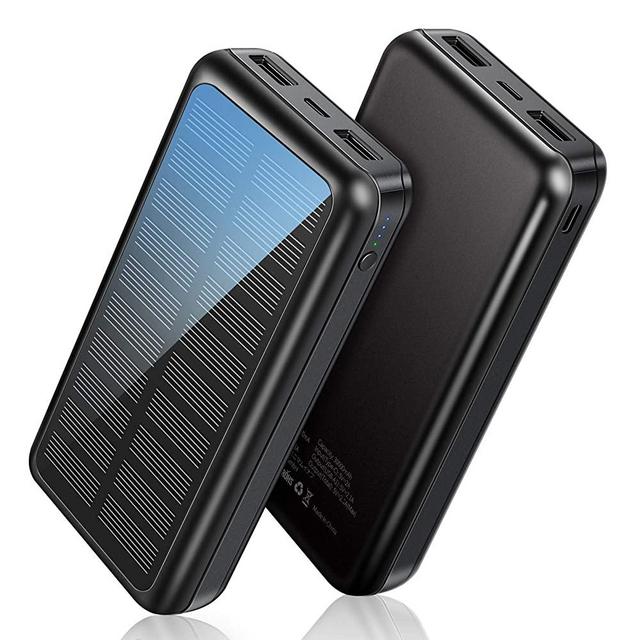 Power Bank Soxono Solar Charger 30000 mAh, Slimmest and Lightest Portable Charger，2 USB Ports High-Speed Panel External Battery for iPhone, Samsung Galaxy and More