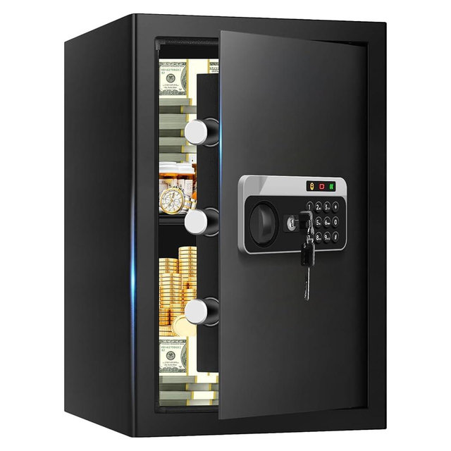 3.3 Cuft Large Fireproof Safes, Security Safe Box Fireproof Waterproof with Digital Keypad, Removable Shelves and Alarm System, Anti-theft Fire Proof Safe for Home Documents, Valuables
