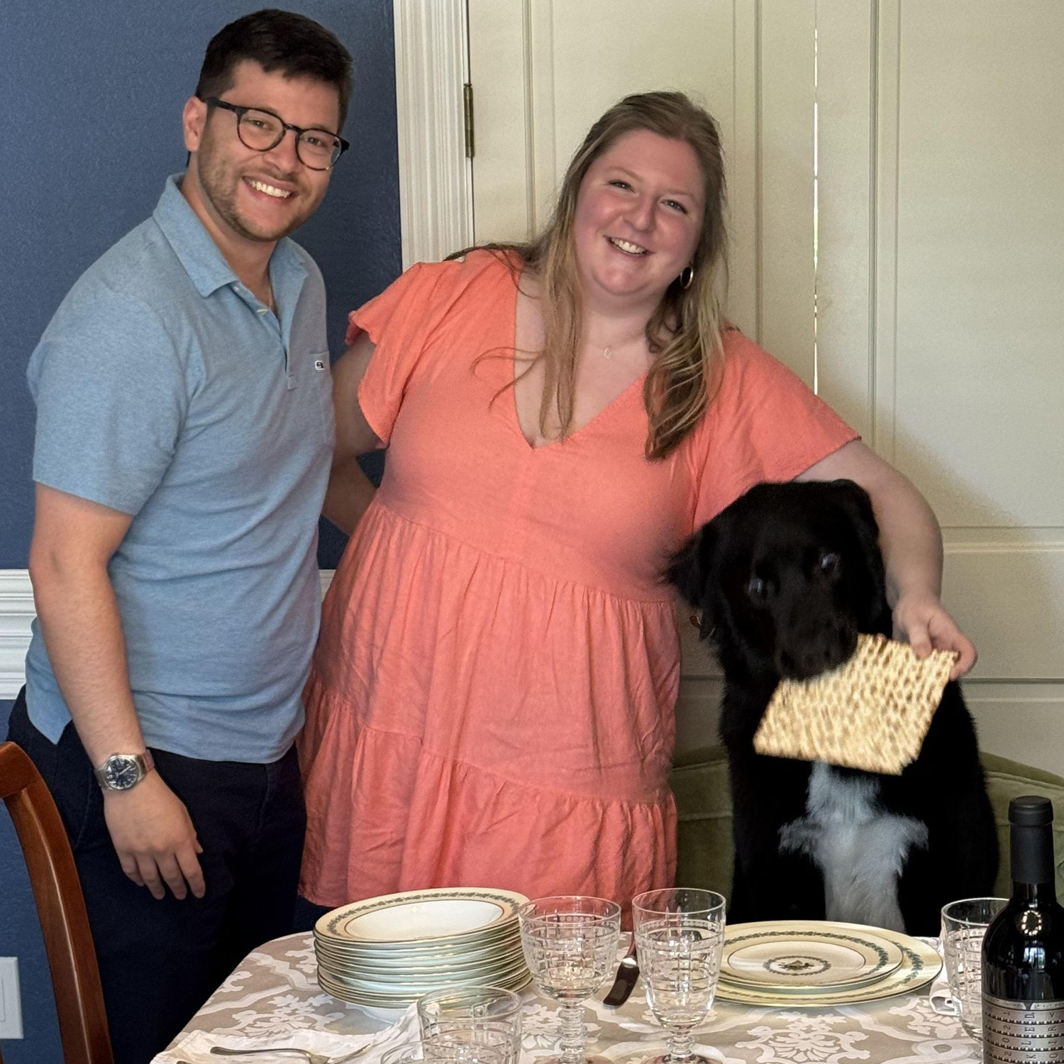 April 2024 - Bentley's first Passover - he loves matzos!