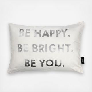 Metallic Be Happy Decorative Pillow