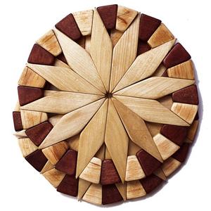 Natural Wood Trivets For Hot Dishes - 2 Eco-friendly, Sturdy and Durable Kitchen Hot Pads. Handmade Festive Design Table Decor - Perfect Kitchen Gifts Idea.