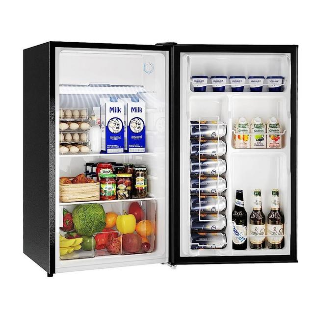 BANGSON Mini Fridge with Freezer, 3.2Cu.Ft, Single Door Small Refrigerator, Energy-efficient, Low Noise, Mini fridge for Bedroom Dorm and Office, Black