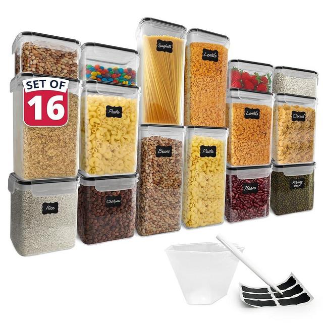 Reli. Airtight Food Storage Containers with Lids (16 Sets) | Kitchen Organizers and Storage Pantry Organizers | BPA Free Plastic Food Containers | Super Variety Pack w/Measuring Cup, 18 Labels, Pen
