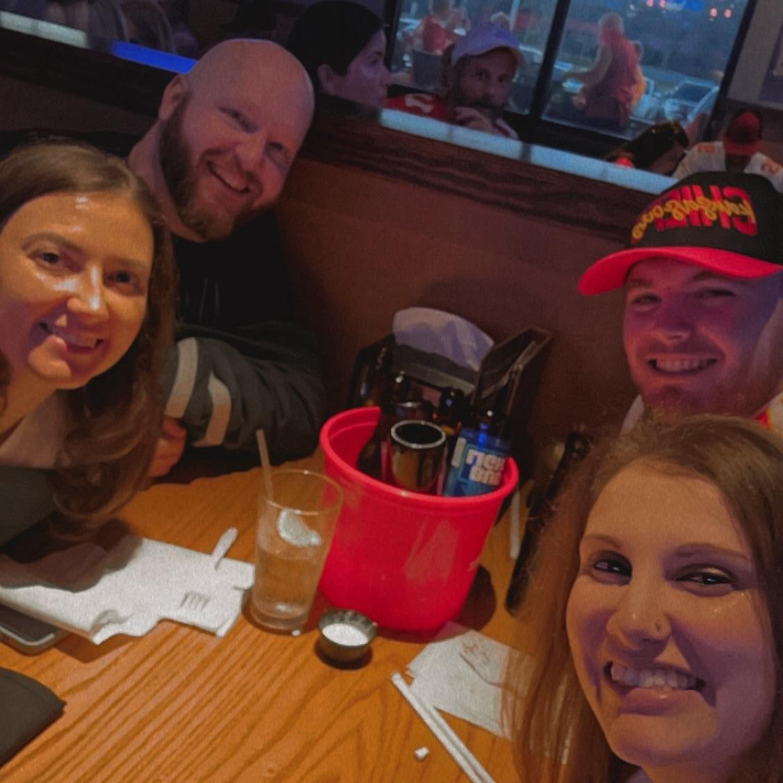 Drinks and the super bowl with great friends