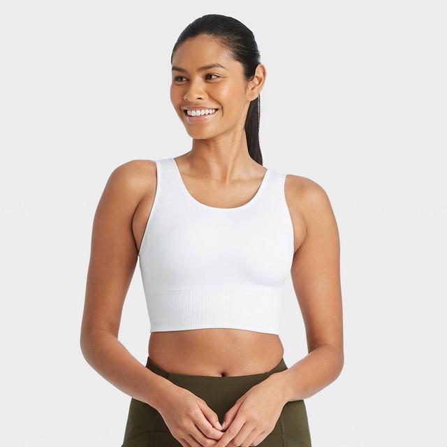 Women's Medium Support Longline Seamless Bra - All in Motion™ True White M