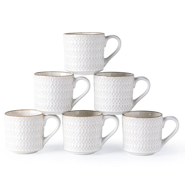 GBHOME Ceramic Coffee Mugs Set of 6, 12oz Handmade Ceramic Coffee Mugs Set for Latte/Tea/Beer/Hot Cocoa, Dishwasher & Microwave Safe