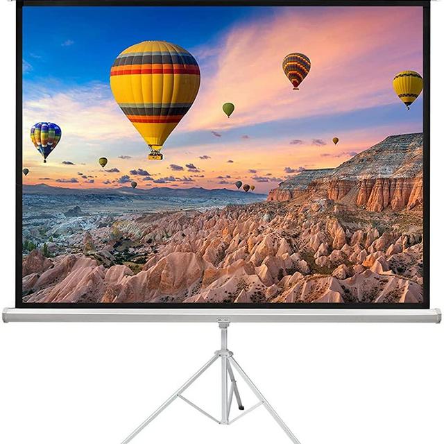 PERLESMITH 100 Inch Projector Screen with Stand Portable for Outdoor Indoor - 4:3 Pull up Foldable Height Adjustable Wrinkle-Free Projection Screen Tripod for Movie, Home Theater, Gaming, Office