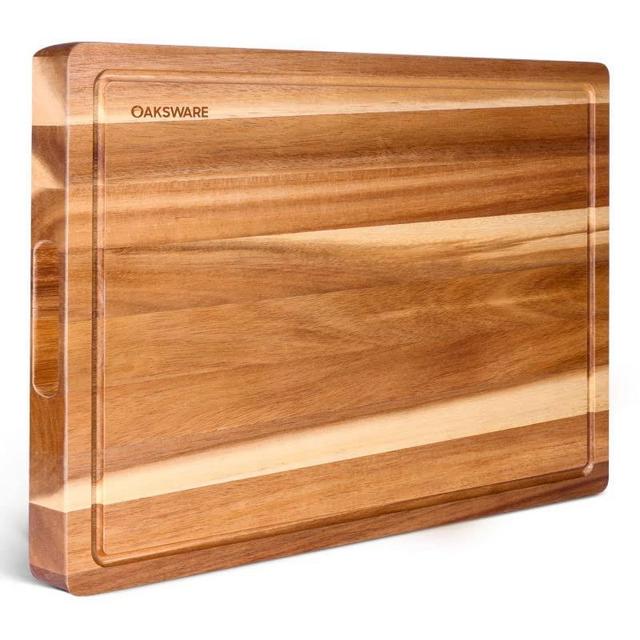 OAKSWARE Cutting Boards, 30 x 22 Inch Extra Large Acacia Wooden Cutting Board for Kitchen, Edge Grain Wood Chopping Board with Juice Groove and Handles, Pre-Oiled Carving Tray for Meat & Cheese