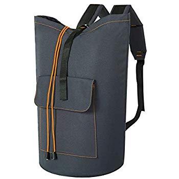 WOWLIVE Large Laundry Bag Laundry Backpack Hanging Laundry Hamper Adjustable Shoulder Straps Camping Bag Waterproof Durable Collage Apartment Dorm Sports (Expandable to 30’’,Dark Grey)