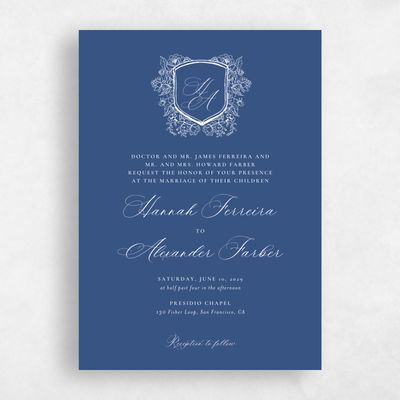 Dusty Cobalt, Blue Wedding Invitation - Bella Portrait