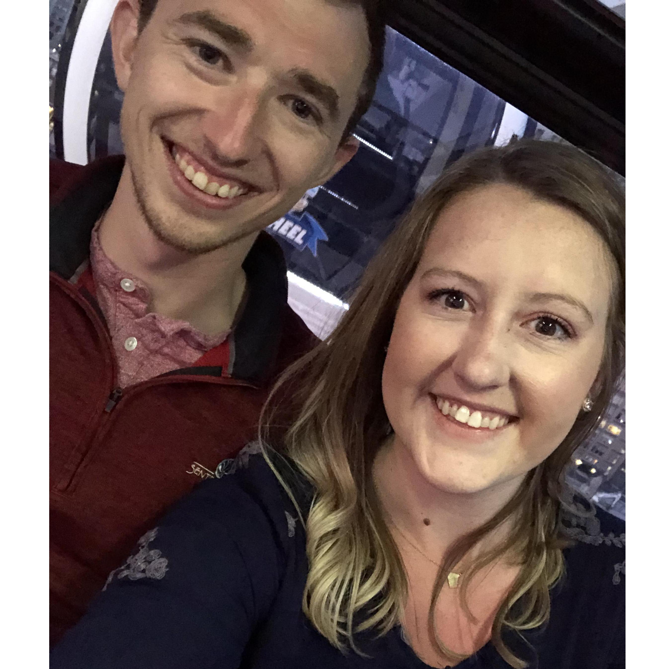 Celebrating our engagement on the Seattle Ferris Wheel!