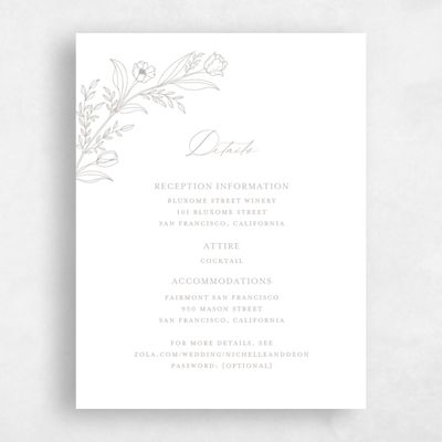 Grey Floral Wedding Enclosure - Seraphine Letterpress