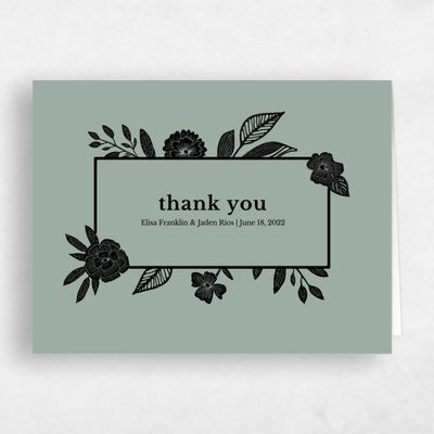 Vintage Green Wedding Thank You - Catania Border