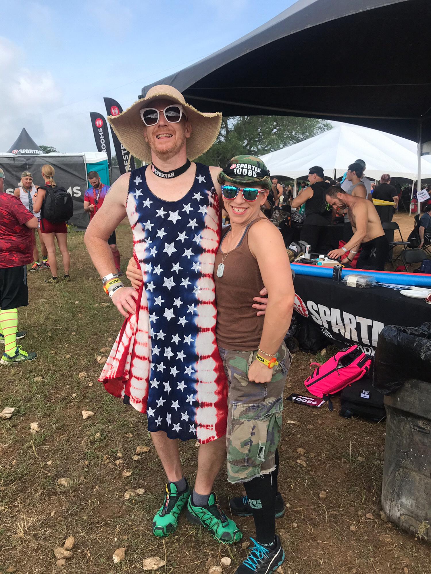 The only thing that makes a race better is to cross dress first, and then run it. Spartan Sprint in Austin, May 2019