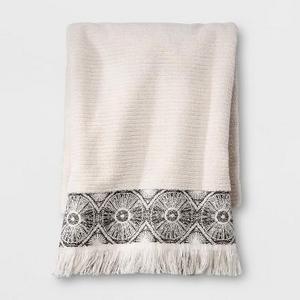 Black Medallion Border Towel White - Opalhouse™