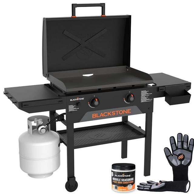 Blackstone Original 28 Inch Omnivore Griddle 2287 with Hood and Side Shelves, Flat Top Grill Outdoor Griddle with Seasoning, Blackstone Griddle Gloves