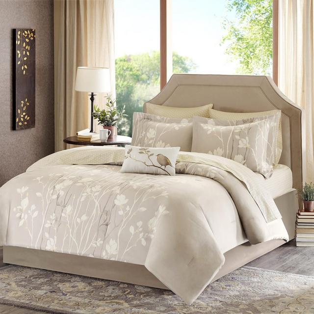 TaupeHolly Comforter Set Taupe Queen 9pc