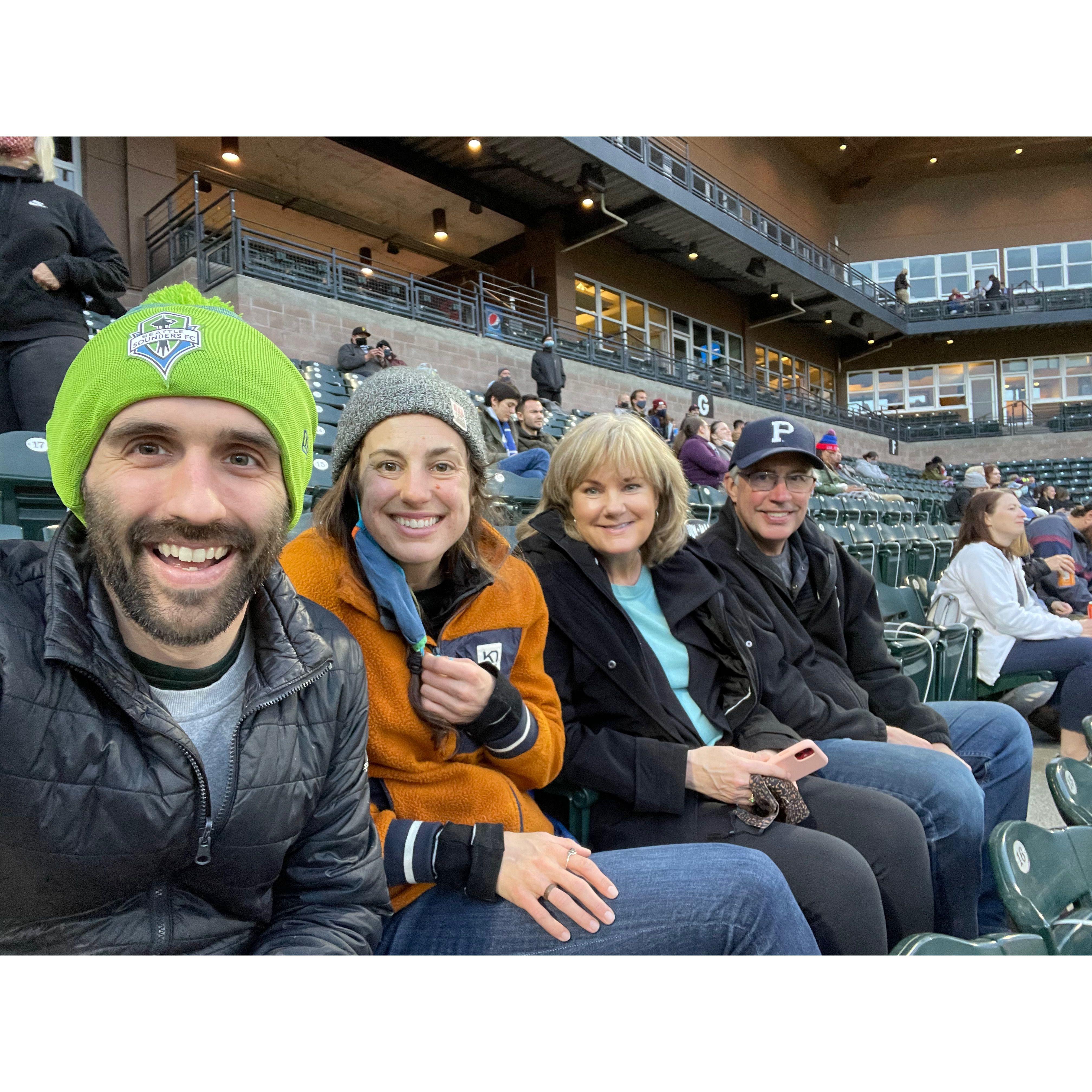 At one of our first Reign games with Allie's parents
