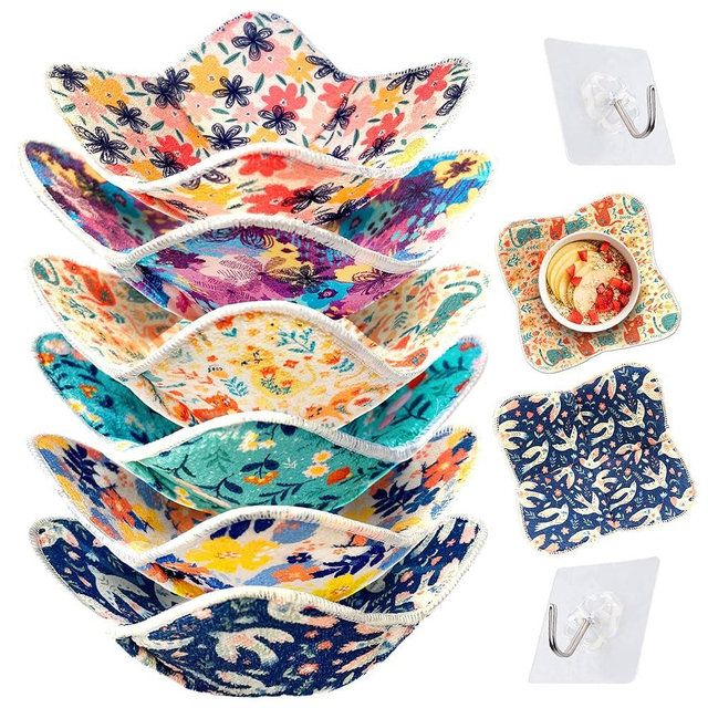 6 Pack Bowl Cozy, Bowl Huggers with Floral Designs, Microwave Bowl Huggers, Hot Bowl Cozy Holder, Bowl Hugger, Soup Bowl Cozy, Hot bowl Holder, Bowl Holders, Bowl Cozy Set