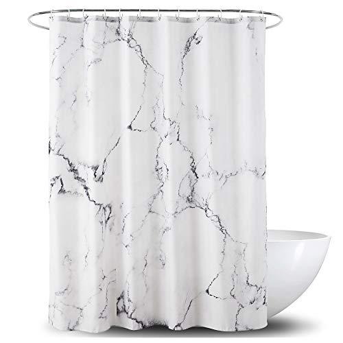 YOSTEV Marble Bathroom Shower Curtain,Grey and White Fabric Shower Curtain with Hooks,Unique 3D Printing,Decorative Bathroom Accessories,Water Proof,Reinforced Metal Grommets 72x72 Inches