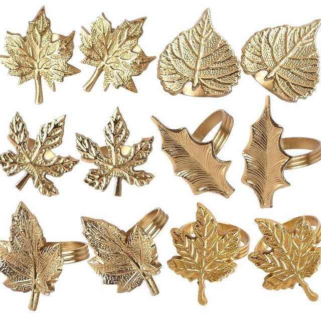 Gold Metal Napkin Rings - Set of 12 Elegant, Durable & Versatile Vintage Table Decor Accessories for Weddings, Dinner Parties, Holidays, & Special Occasions, Perfect for Upscale Events - CLEENTABLE