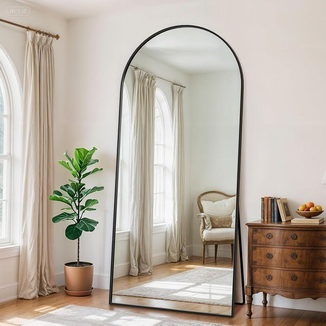 Novlux 76" x 34" Full Length Mirror, Arched Full Body Mirror Standing Mirrors, Large Floor Mirrors for Bedroom Bathroom Living Room, Black
