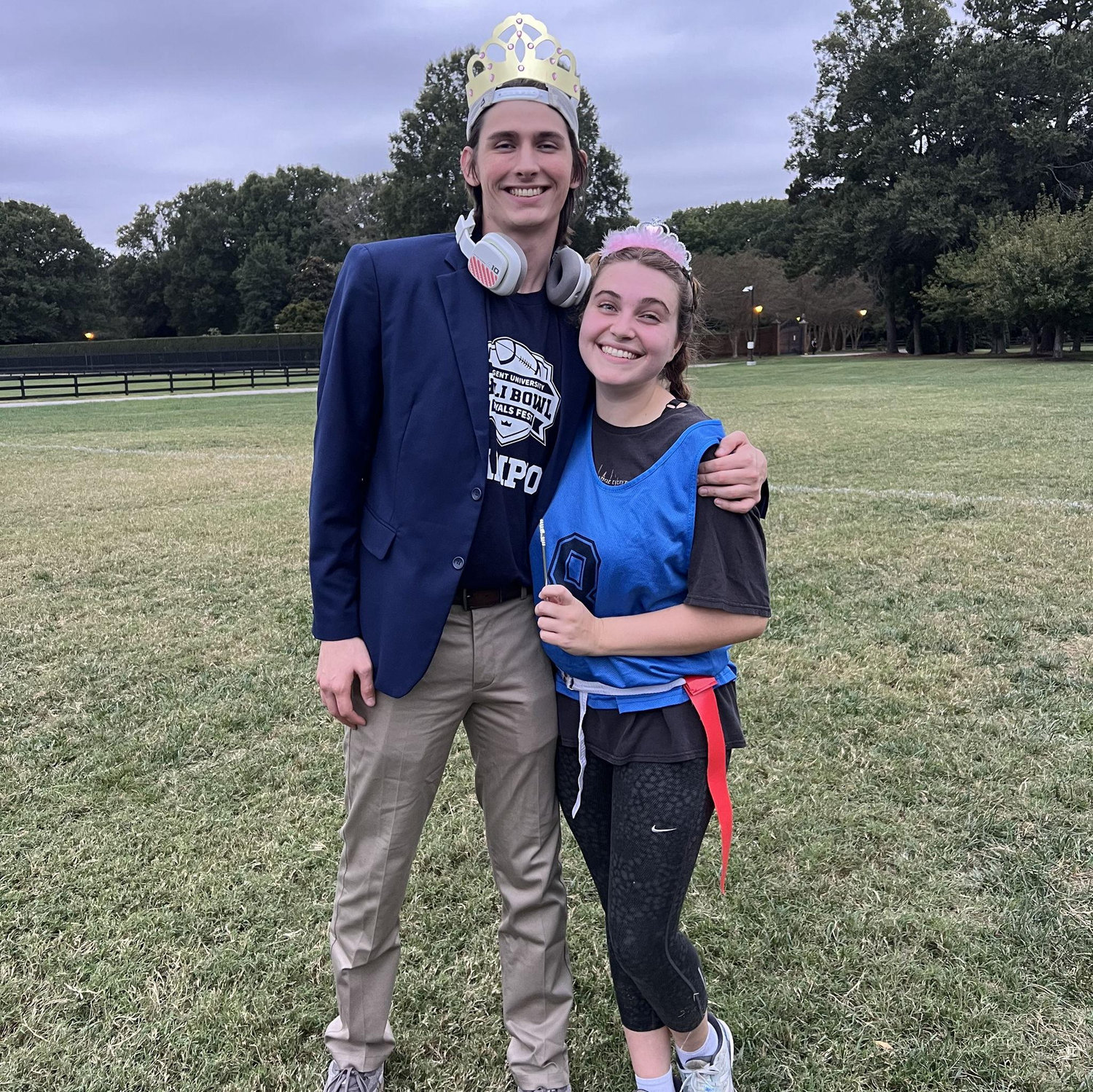 Caedmon helped lead the blue powderpuff team to victory! So we both had the chance to celebrate each other's football wins!