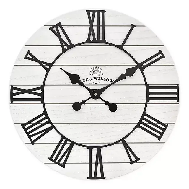 Bee & Willow™ Home Rustic Wood 18-Inch Wall Clock in White
