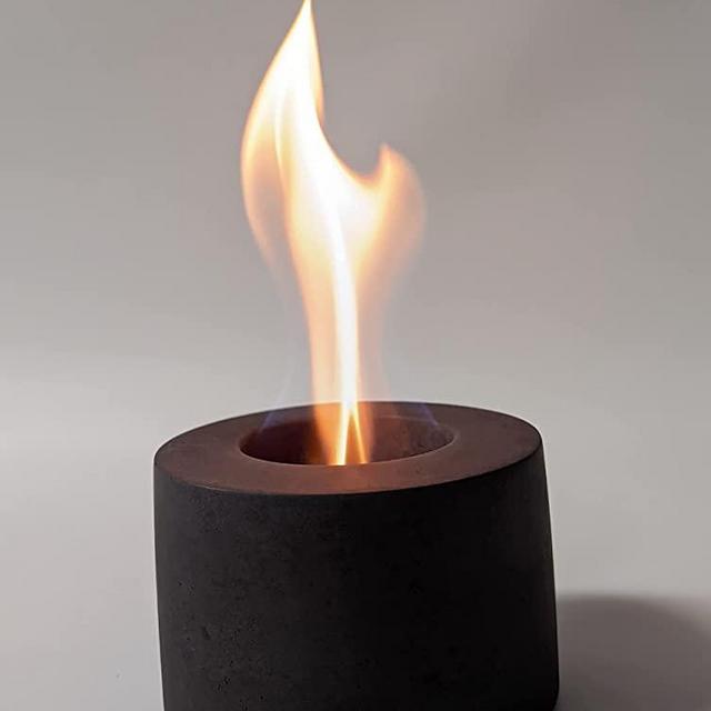 Colsen Tabletop Rubbing Alcohol Fireplace Indoor Outdoor Fire Pit Portable Fire Concrete Bowl Pot Fireplace (Black)