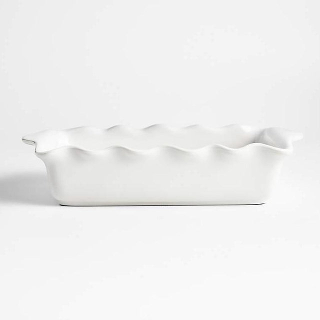 White Ruffle Rectangular Baking Dish