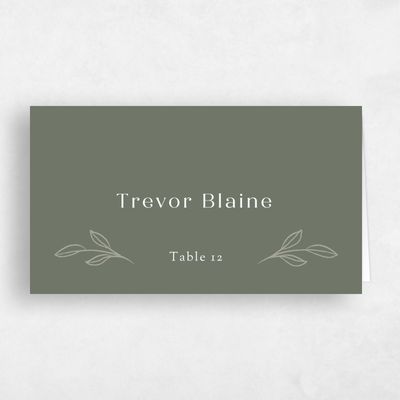 Dark Sage, Green Wedding Place Card - Cassis