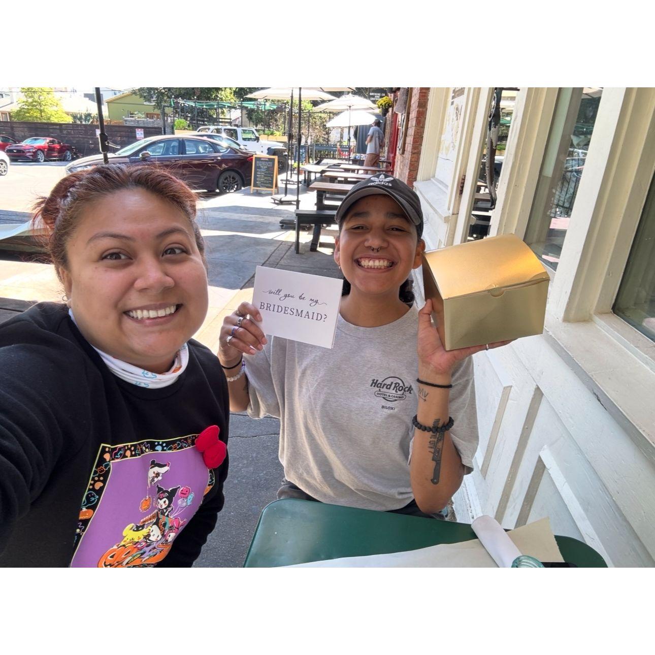 Karin said yes to being Eriene's bridesmaids!