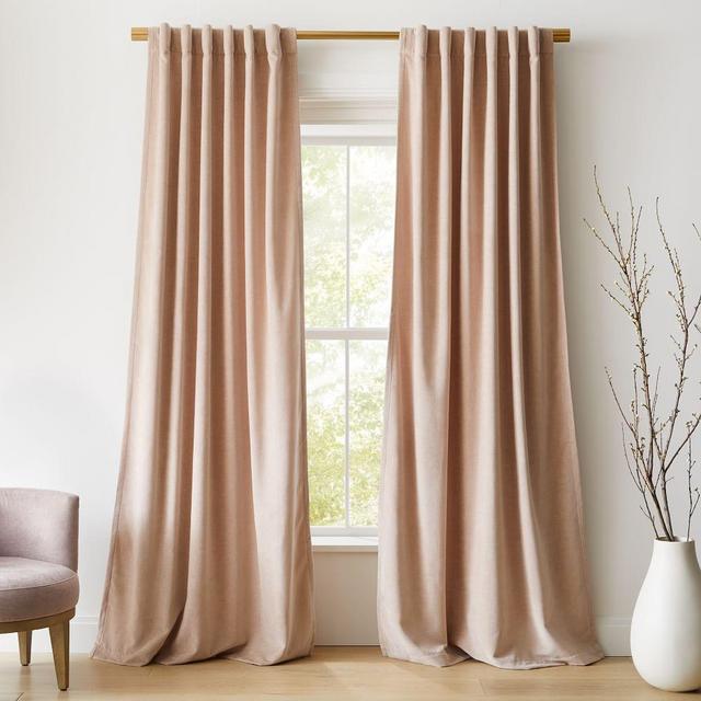 Textured Upholstery Velvet Curtain, Dusty Blush, 48"x96", Set of 2