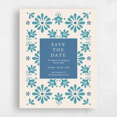 Teal, Blue Wedding Save the Date - Cabrillo Bloom