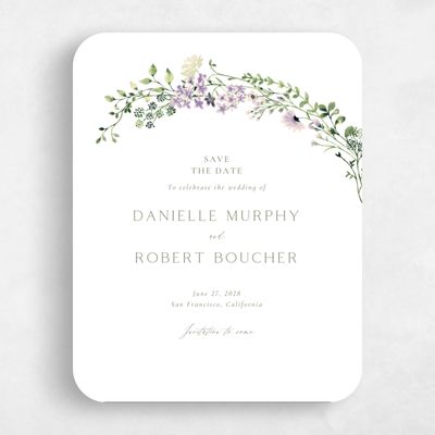 Purple Rounded Wedding Save the Date - Rydal Portrait