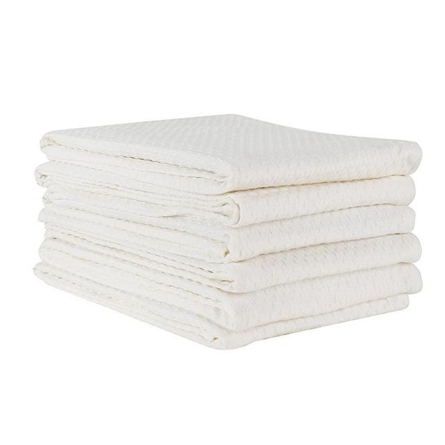 Linen and Towel Set of 6 Kitchen Towels, Super Absorbent 100% Cotton Dish Towel for Drying Dishes, Reusable Dish Cloth, 18 x 28 in, with Hanging Loop, Waffle Weave Bar Towels & Tea Towels,Cream