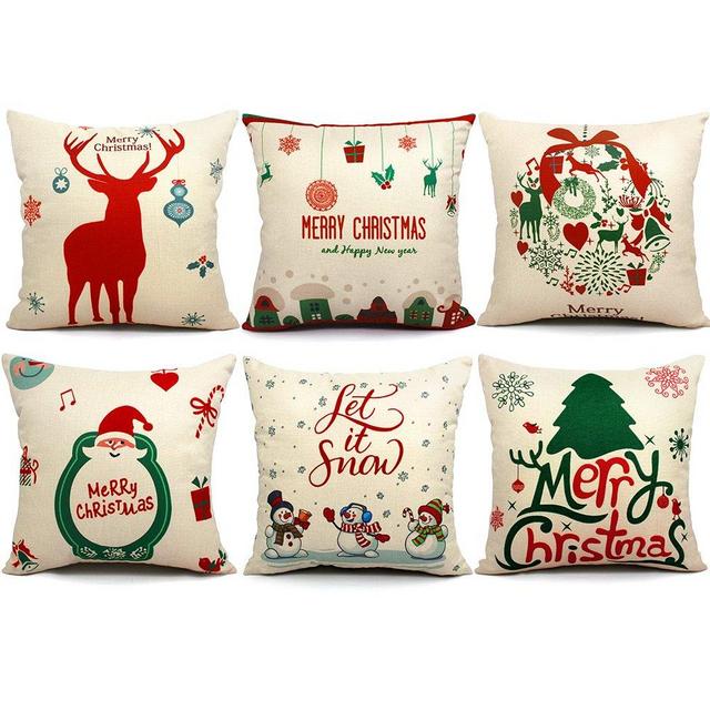 ORWINE 6 Packs Christmas Pillows Covers 18 X 18 Christmas Decorations Pillows Covers Christmas Decorative Throw Pillow Case Sofa Indoor Outdoor Home Décor for Thanksgiving Day Party Supplies