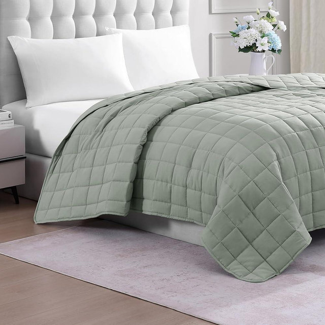 Casa Platino Quilted Blanket Twin XL Size - Pre Washed - Soft & Lightweight Bed Blanket - All Season Down Alternative Blankets - Mineral