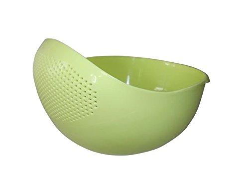 Japanese Design 2.1Qt (2L) Design Rice Washer Strainer Colanders for Cleaning Vegetable, Fruit, Pasta (Small, Green)