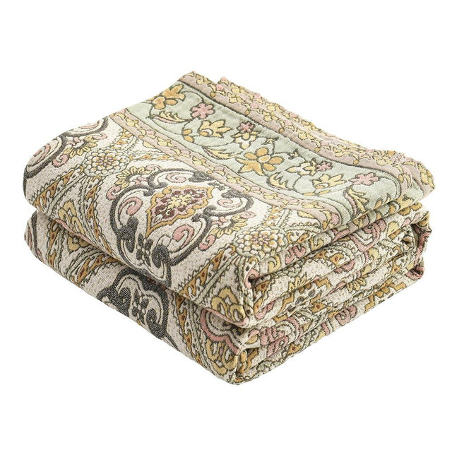VANJOROY King Boho Throw Blanket, 100% Organic Cotton Breathable Skin-Friendly Ultra Soft 91" x 98" Bed Quilt Throw - Floral Rustic Decor Luxury Reversible Blanket for Sofa Couch Chair and Gift