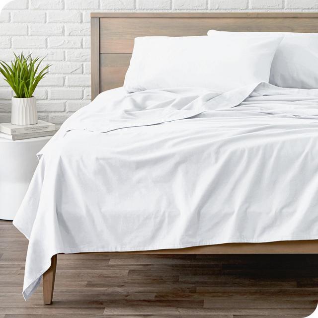 White Cotton Flannel King Sheet Set by Bare Home