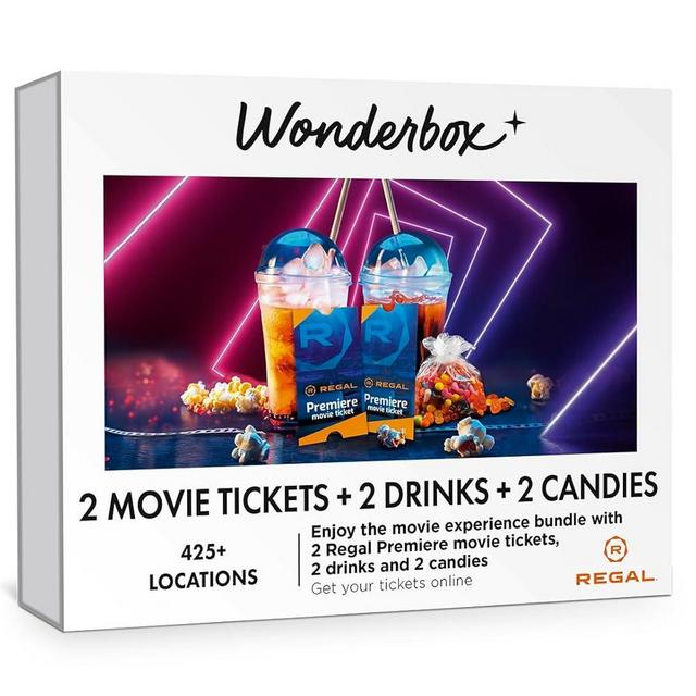 WONDERBOX – Regal Movie Bundle - 2 Premiere Movie Tickets + 2 Drinks + 2 Candies – Original Gift Idea - Experience Gift - 425 Locations in The US