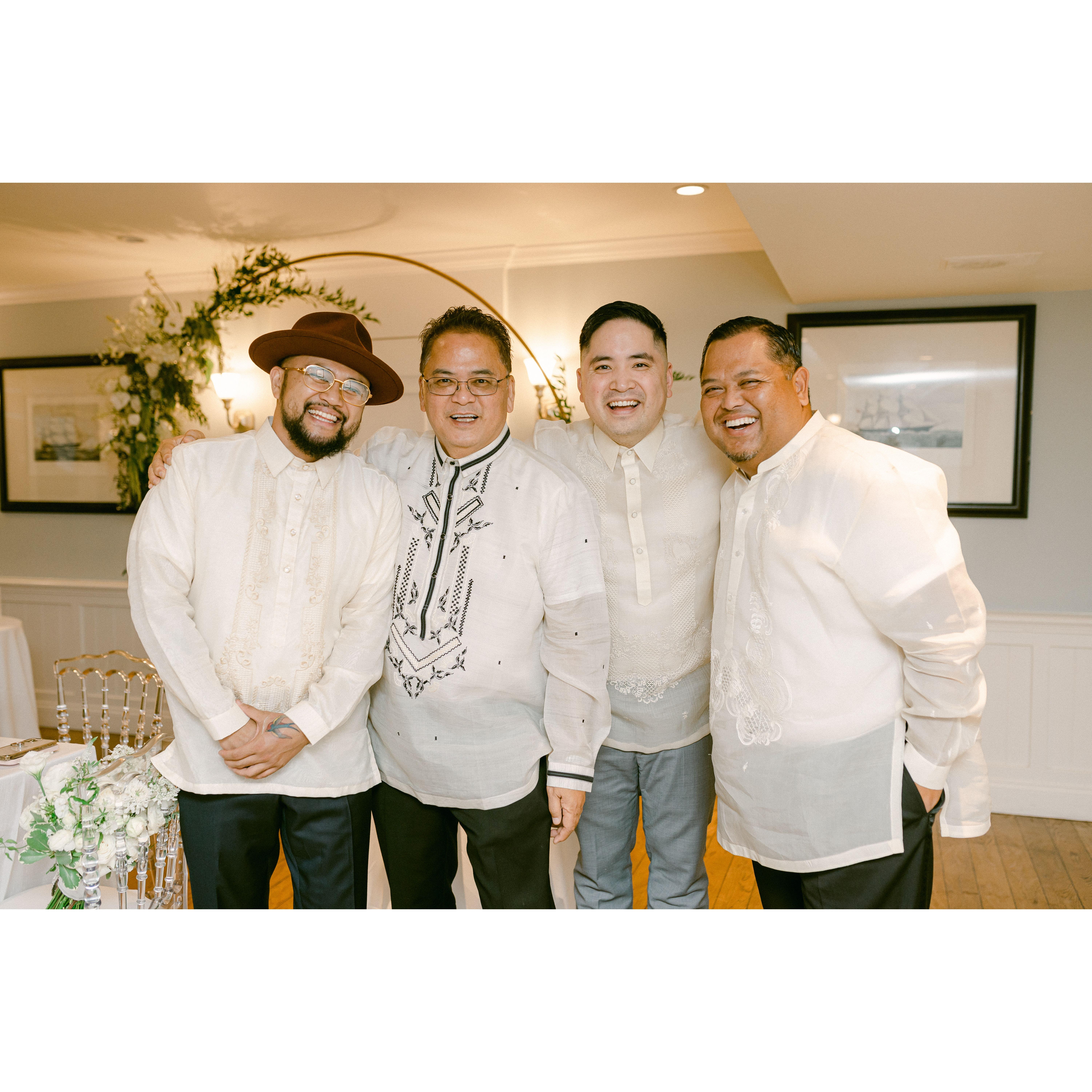 Unplanned, but so serendipitous.  The handsome men in traditional Filipino barongs!