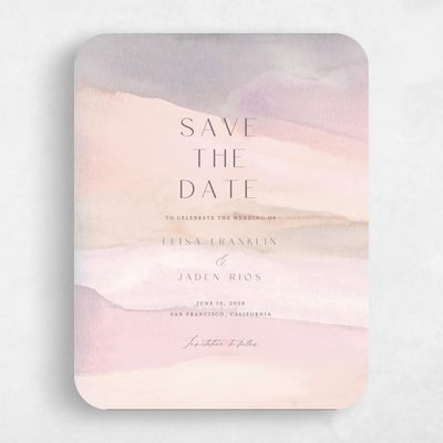 Pink Rounded Wedding Save the Date - Povera Portrait