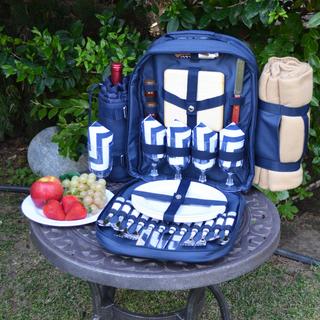 4-Person Equipped Picnic Backpack with Blanket