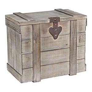 Household Essentials White Washed Rustic Decorative Wooden Trunk, Small