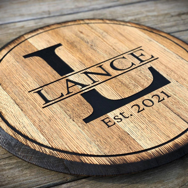 Carved Barrel Head Wedding Guest Book, Personalized Guest Book, Authentic KY Bourbon Barrel Head Wedding Book, Guest Register Barrel Head