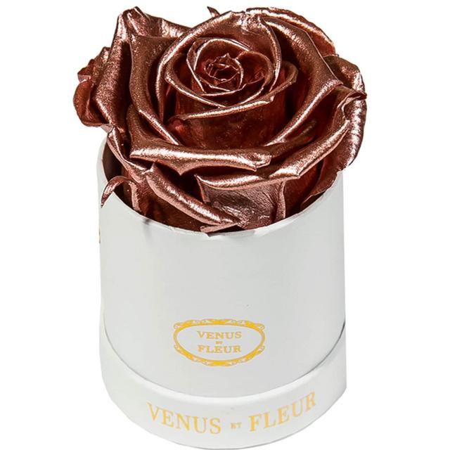 Classic Mini Round Rose Box - GOLD Flower