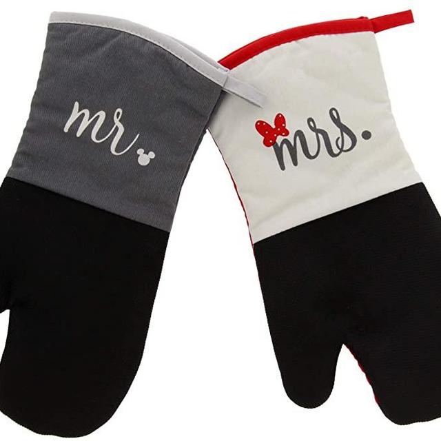 Disney Kitchen Neoprene Oven Mitts, 2pk - Non-Slip Heat Resistant Oven Gloves with Premium Insulation Ideal for Handling Hot Kitchenware-Ideal Kitchen Set with Hanging Loop, 15.5 x 7 Inches - Mr & Mrs