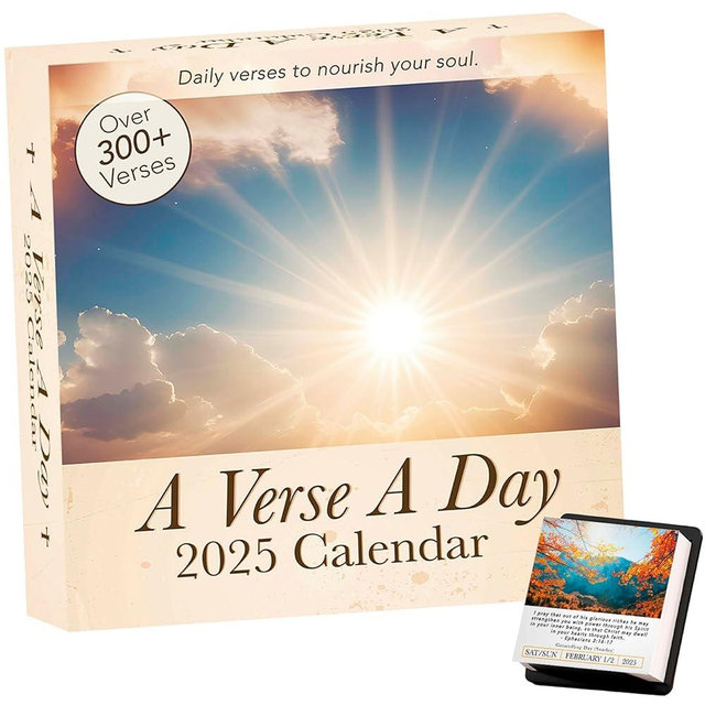 A Bible Verse A Day 2025 Calendar | Daily Christian Calendar, 300+ Christian Verses from the NIV Bible to Inspire Your Daily Devotional,Start Everyday with Positive Motivational Religious Daily Verses for Men & Women